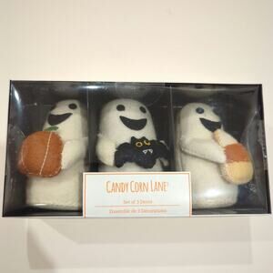 NIB Candy Corn Lane Halloween decor ghosts set of 3